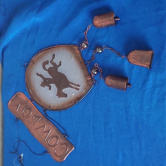 Metal/Glass Cowboy Rancher Wind Chime - Picture 1 of 5